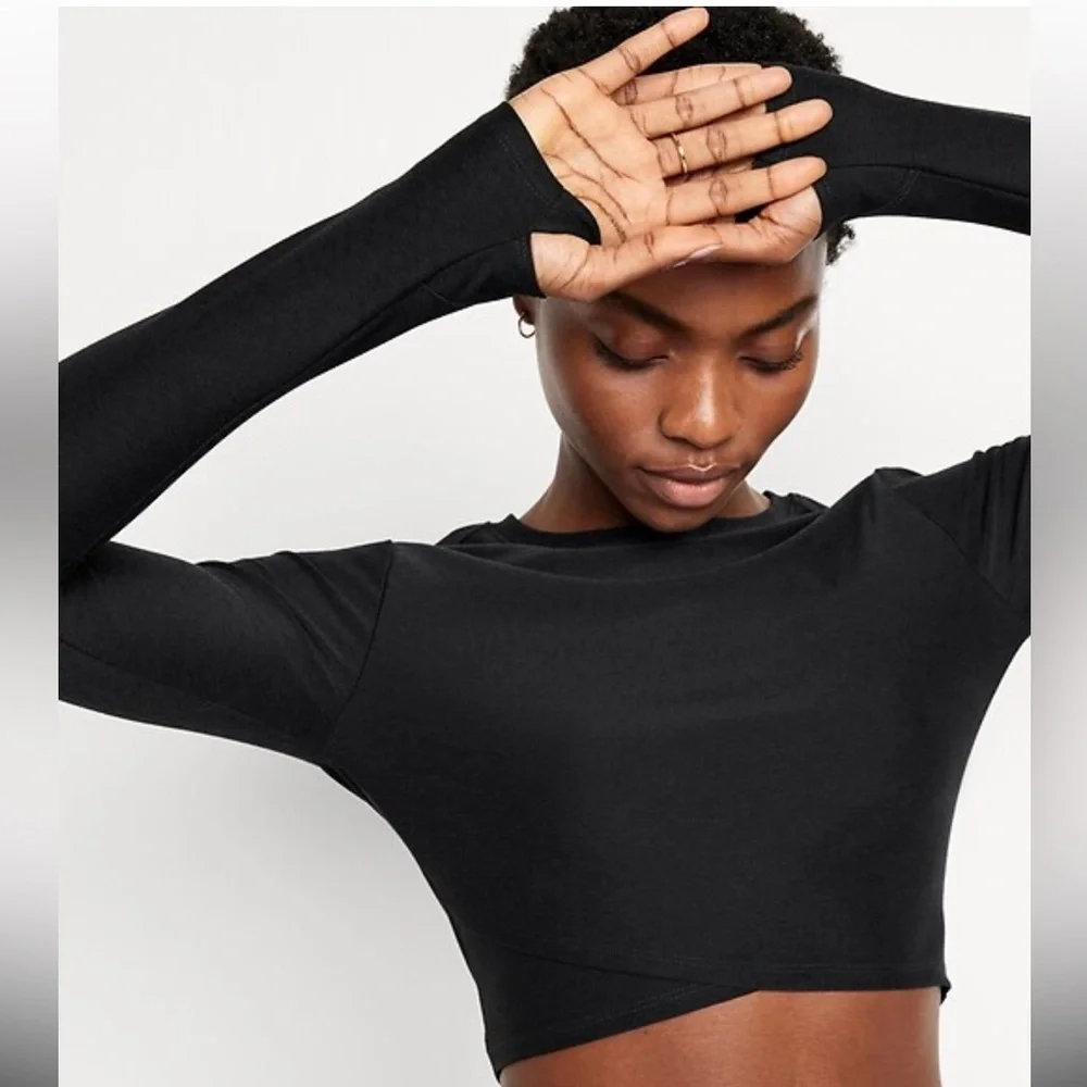 Old Navy Cloud + Ultra Cropped Wrap Front Top